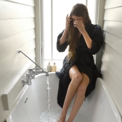 Rough Linen Robe Black